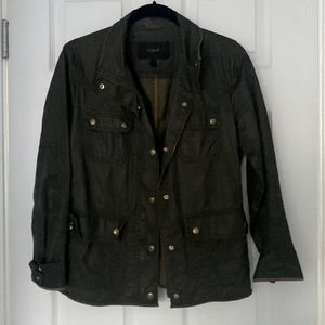 J. Crew Army Green Waxed Cotton Jacket - Small
